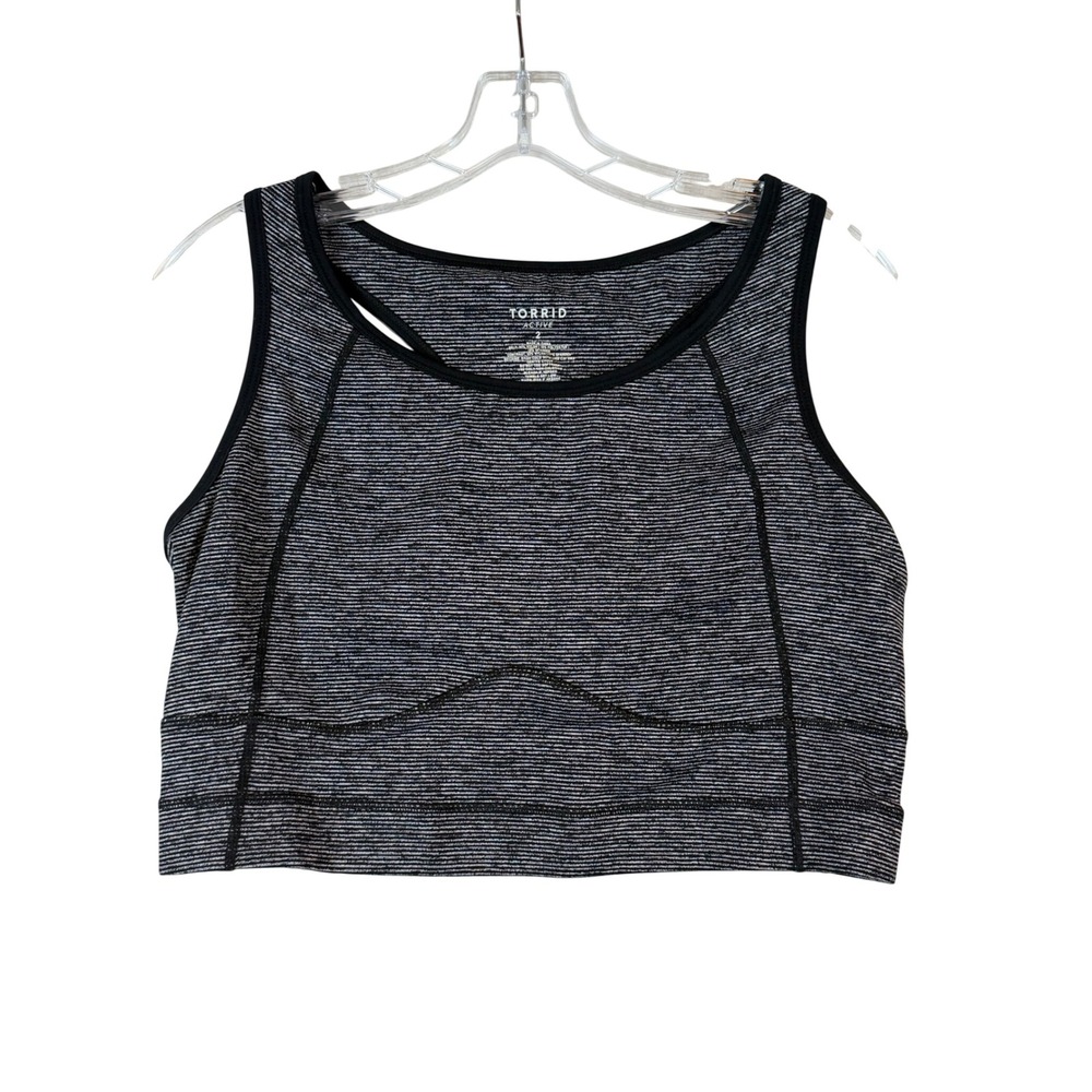 Torrid Active Womens Plus 2 Black White Space Dye Racerback Sports Bra Yoga Gym